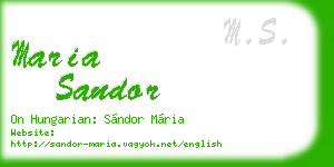 maria sandor business card